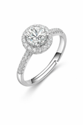 Persephone Ring – Zirkonia mit Halo-Fassung und Pavé-Besatz, Edelstahl mit Platinbeschichtung