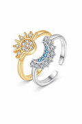 Céleste Duo – Doppelring Set - Sonne & Mond – Gold & Silber | Alextra Jewelry