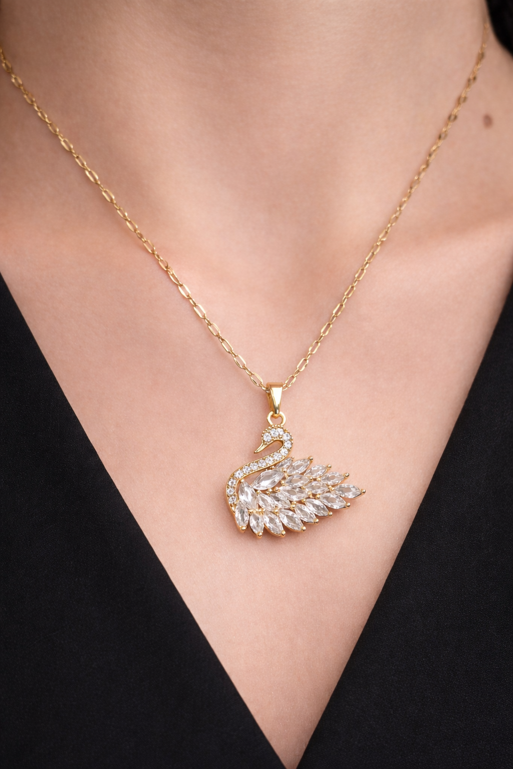 Cygne Éternel Collier – Edelstahl mit 18K Goldvergoldung – Schwan Anhänger Gold | Alextra Jewelry
