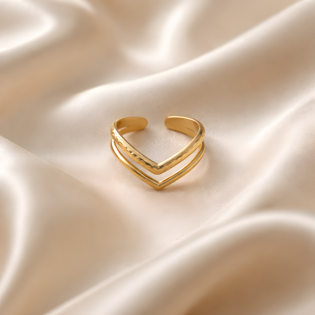 Duo Eternité Ring – Edelstahl mit 18K Goldvergoldung – Doppelring | Alextra Jewelry