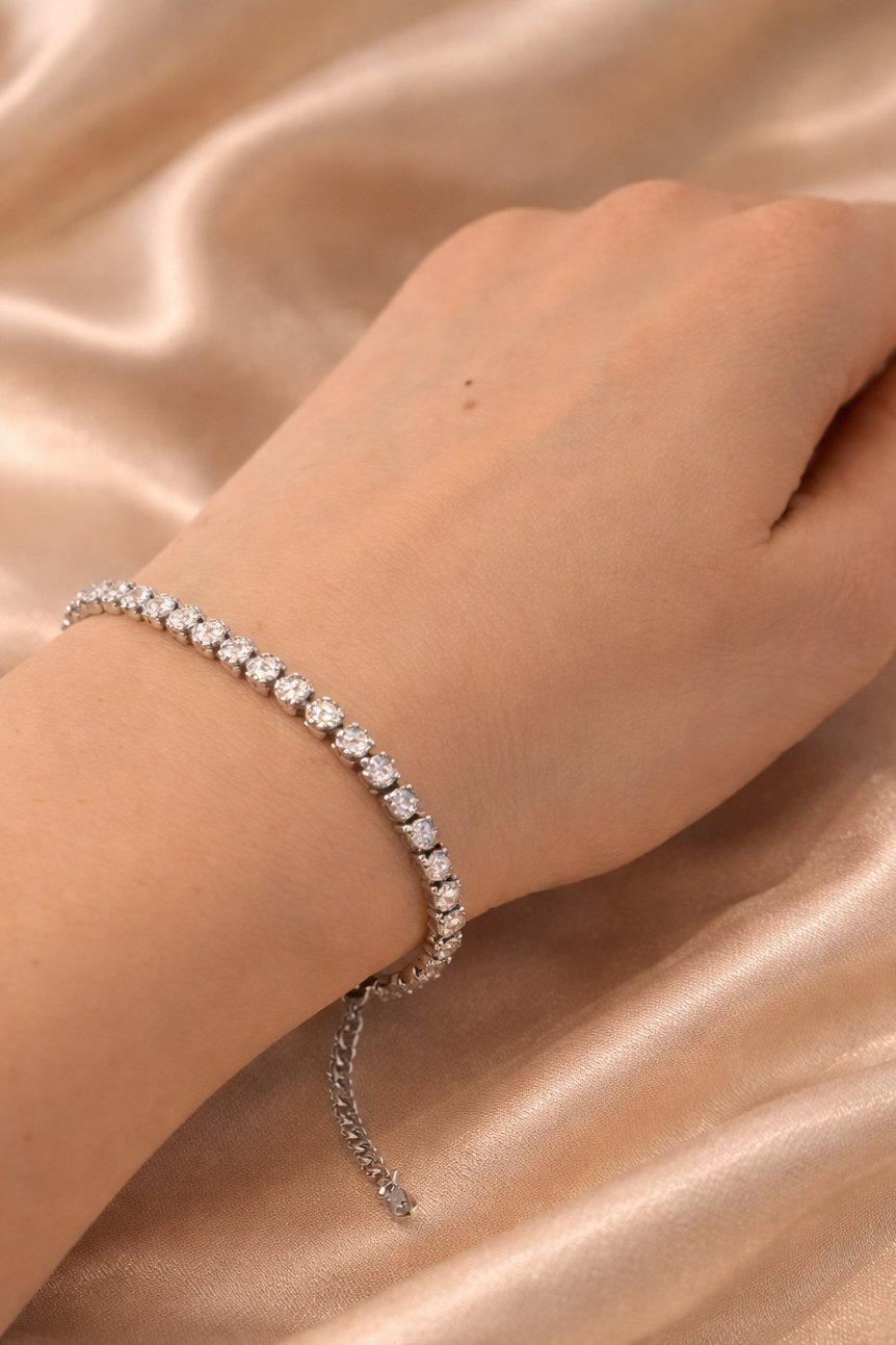 Éclat Armband – Edelstahl mit 18K Goldvergoldung oder in silberfarbener Ausführung – Tennisarmband | Alextra Jewelry