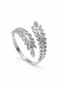 Feuille d'Amour Ring – Edelstahl in silberfarbener Ausführung – Offener Blattring | Alextra Jewelry