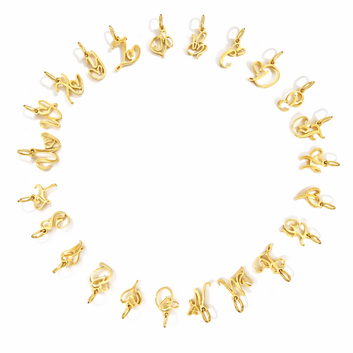 Buchstaben-Anhänger aus Edelstahl mit 18K Goldvergoldung oder in silberfarbener Ausführung