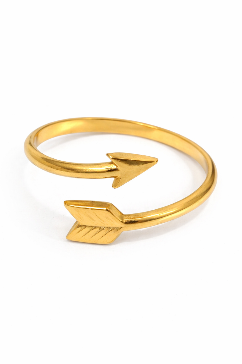 Pfeil d'Amour Ring – Edelstahl mit 18K Goldvergoldung – Offener Pfeilring | Alextra Jewelry