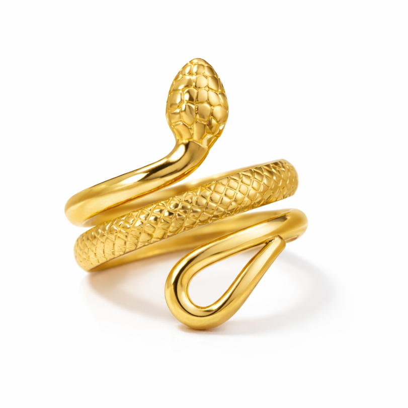 Serpentine Ring – Edelstahl mit 18K Goldvergoldung – Schlangen-Design | Alextra Jewelry