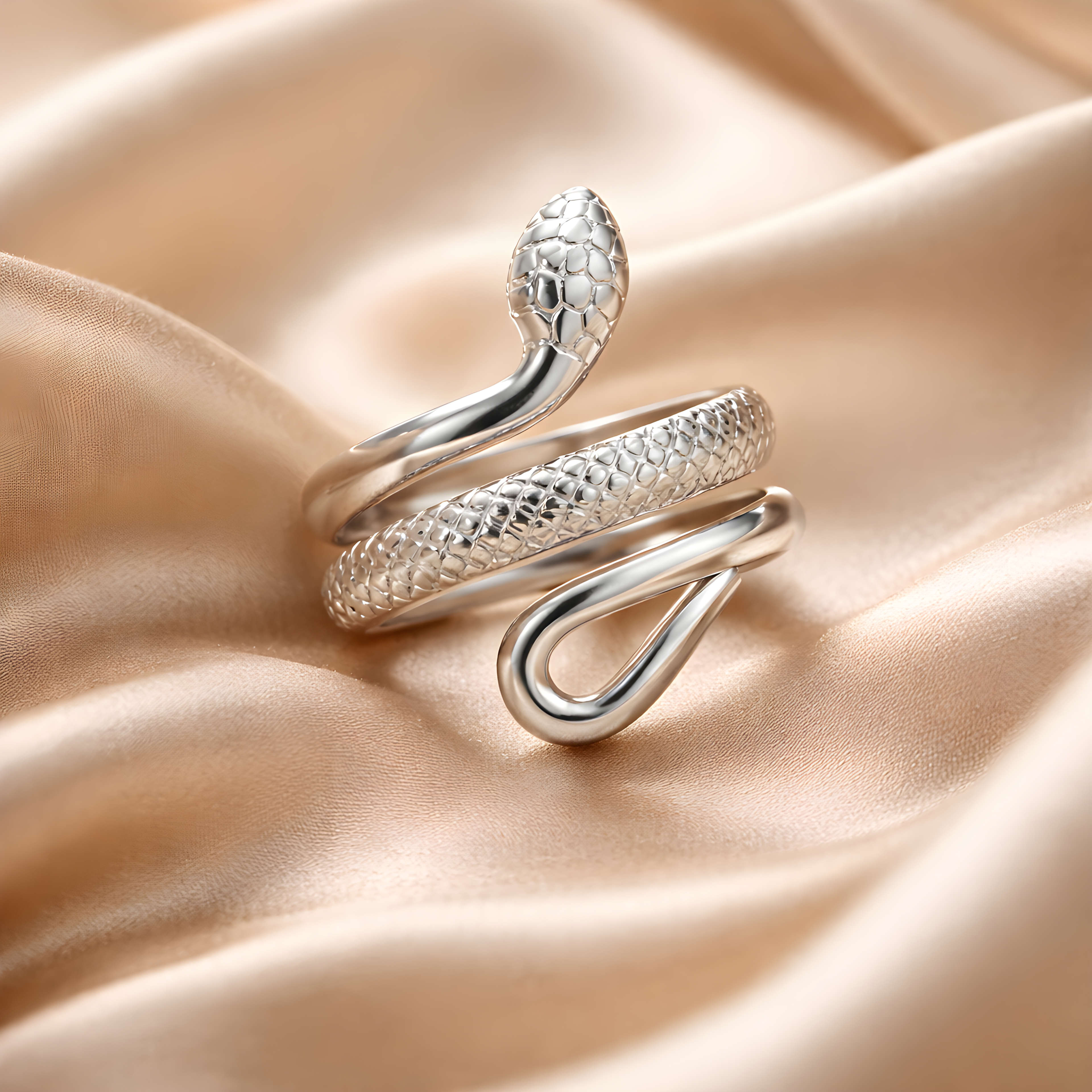 Serpentine Ring – Edelstahl in silberfarbener Ausführung – Schlangen-Design | Alextra Jewelry