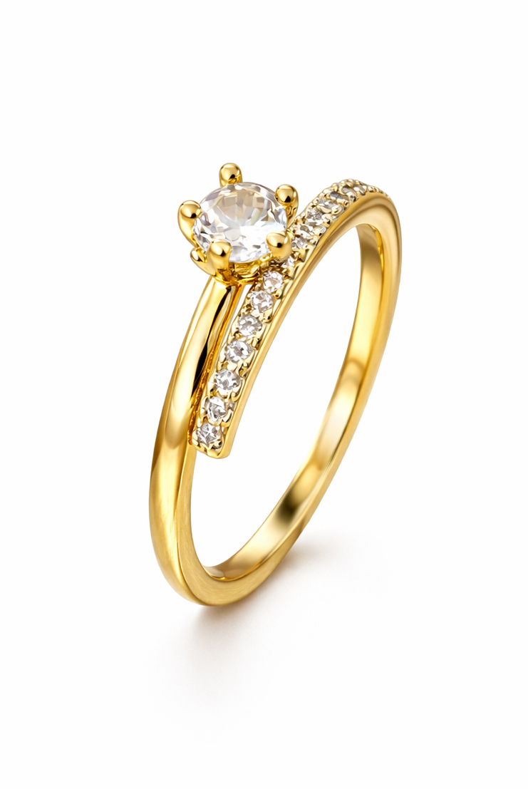 Spirale d'Amour Ring – Edelstahl mit 18K Goldvergoldung & Zirkonia – Spiralform | Alextra Jewelry