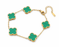 Trèfle Malachite Armband – Edelstahl mit 18K Goldvergoldung – Kleeblatt & Malachit | Alextra Jewelry