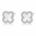 Trèfle Nacré Luxe Ohrringe – Edelstahl mit Platinbeschichtung – Kleeblatt & Perlmutt | Alextra Jewelry
