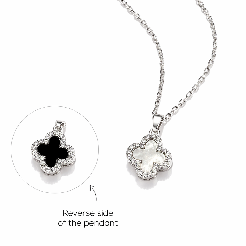 Trèfle Réversible Luxe Halskette – Edelstahl in silberfarbener Ausführung – Kleeblatt Anhänger | Alextra Jewelry
