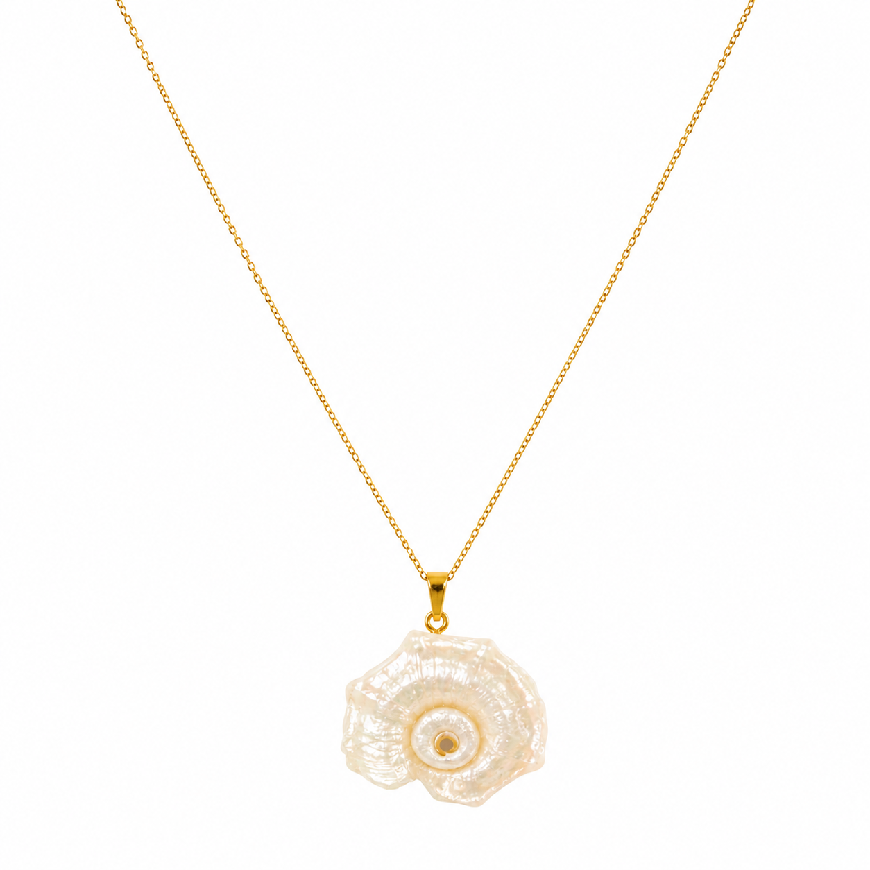 Muschel Collier mit Naturmuschel-Anhänger an 18K vergoldeter Edelstahlkette von Alextra Jewelry