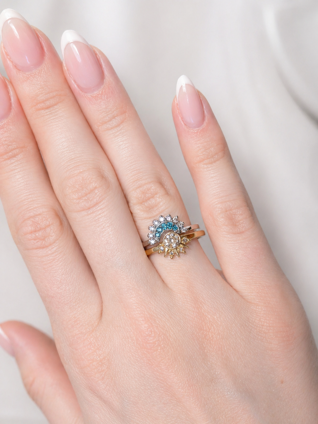 Céleste Duo – Doppelring Set - Sonne & Mond – Gold & Silber | Alextra Jewelry