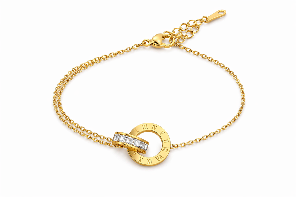 Tempus Éternel Armband – Edelstahl mit 18K Goldvergoldung oder in silberfarbener Ausführung – Römische Ziffern | Alextra Jewelry
