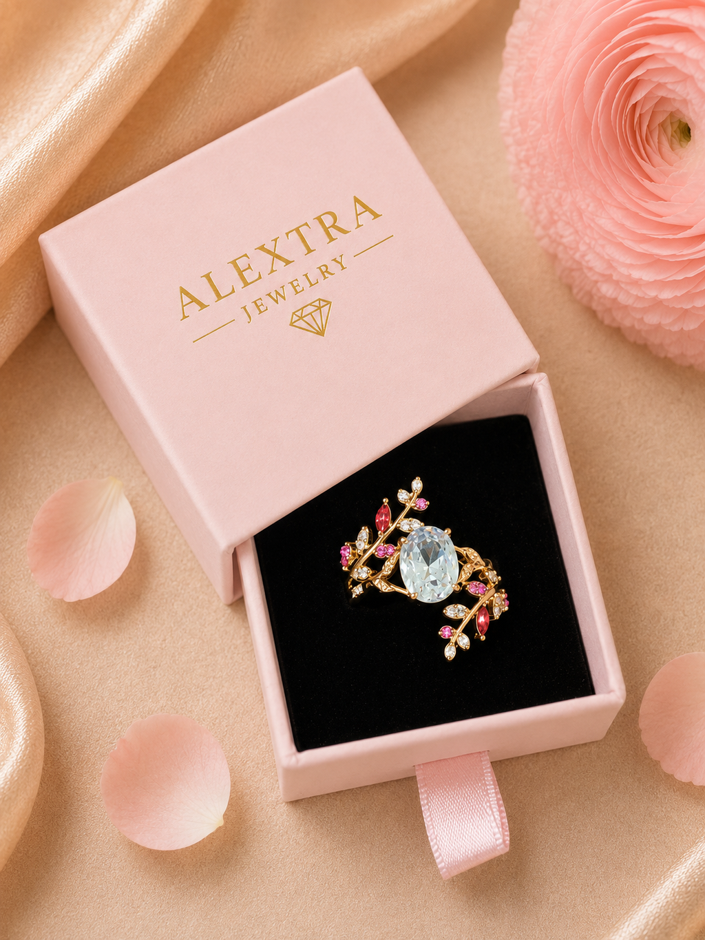 Blütentraum Rosé Ring – In der Alextra Jewelry Geschenkbox