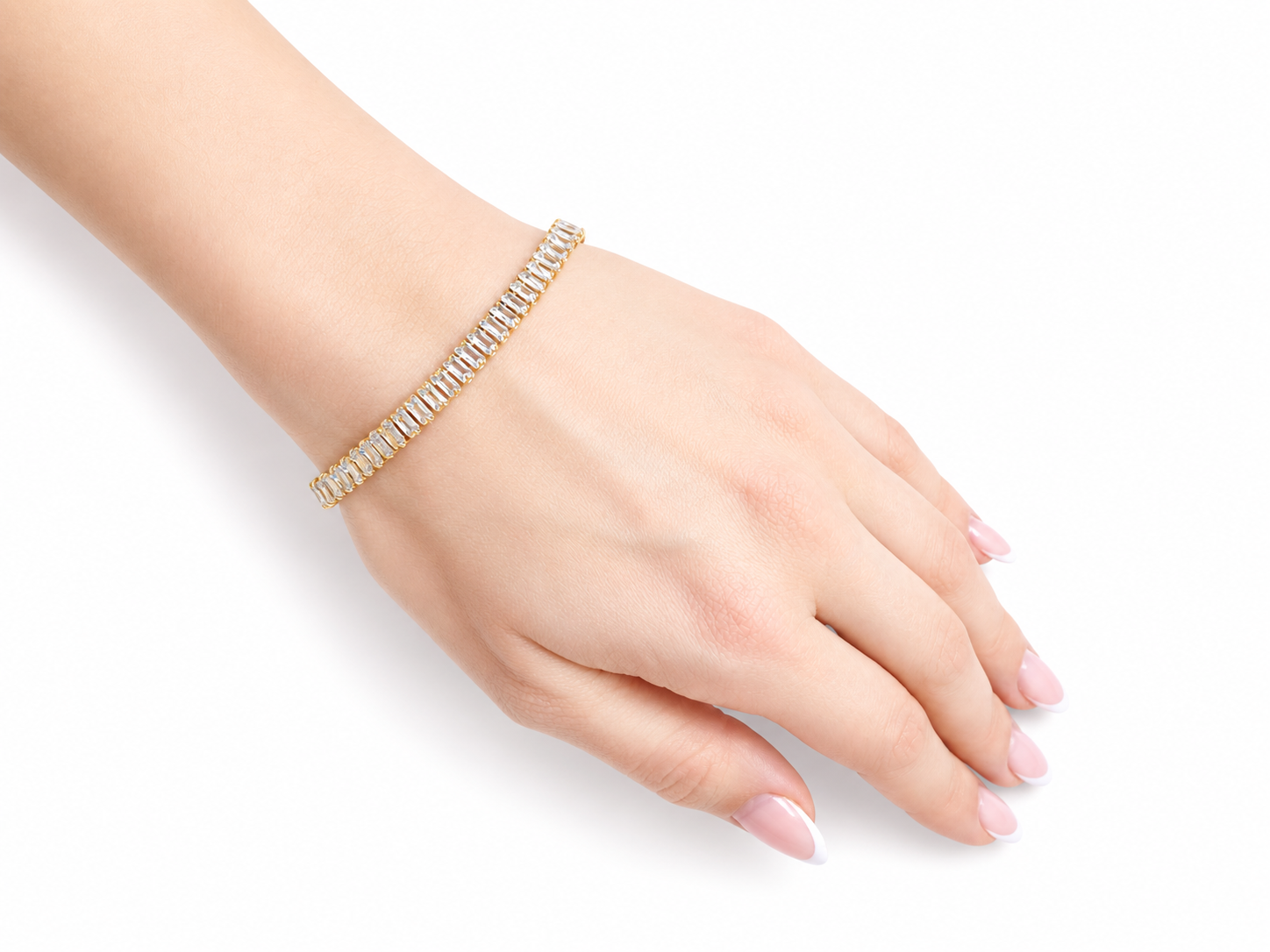 Lumière Armband – Goldenes Tennisarmband mit Baguette-Zirkonia