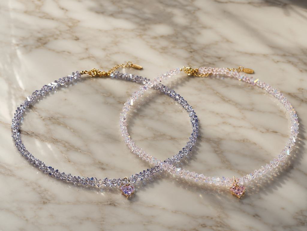 Kristall Herz Collier Set