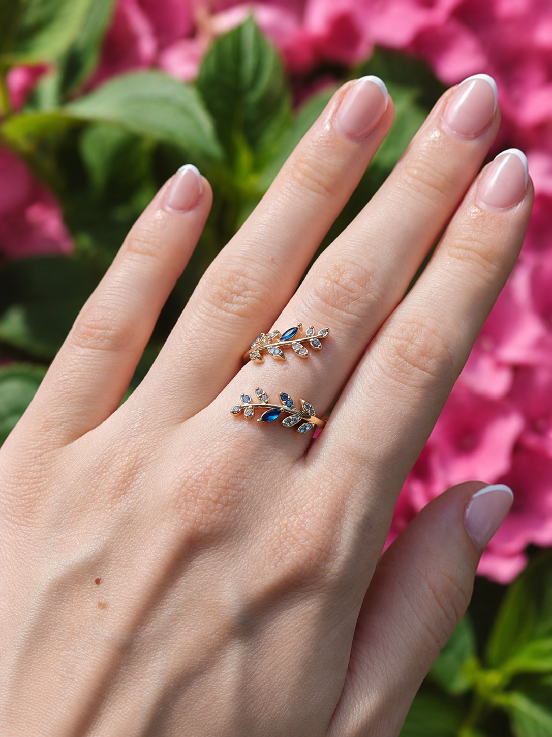 Blütentraum Saphirblau Ring 