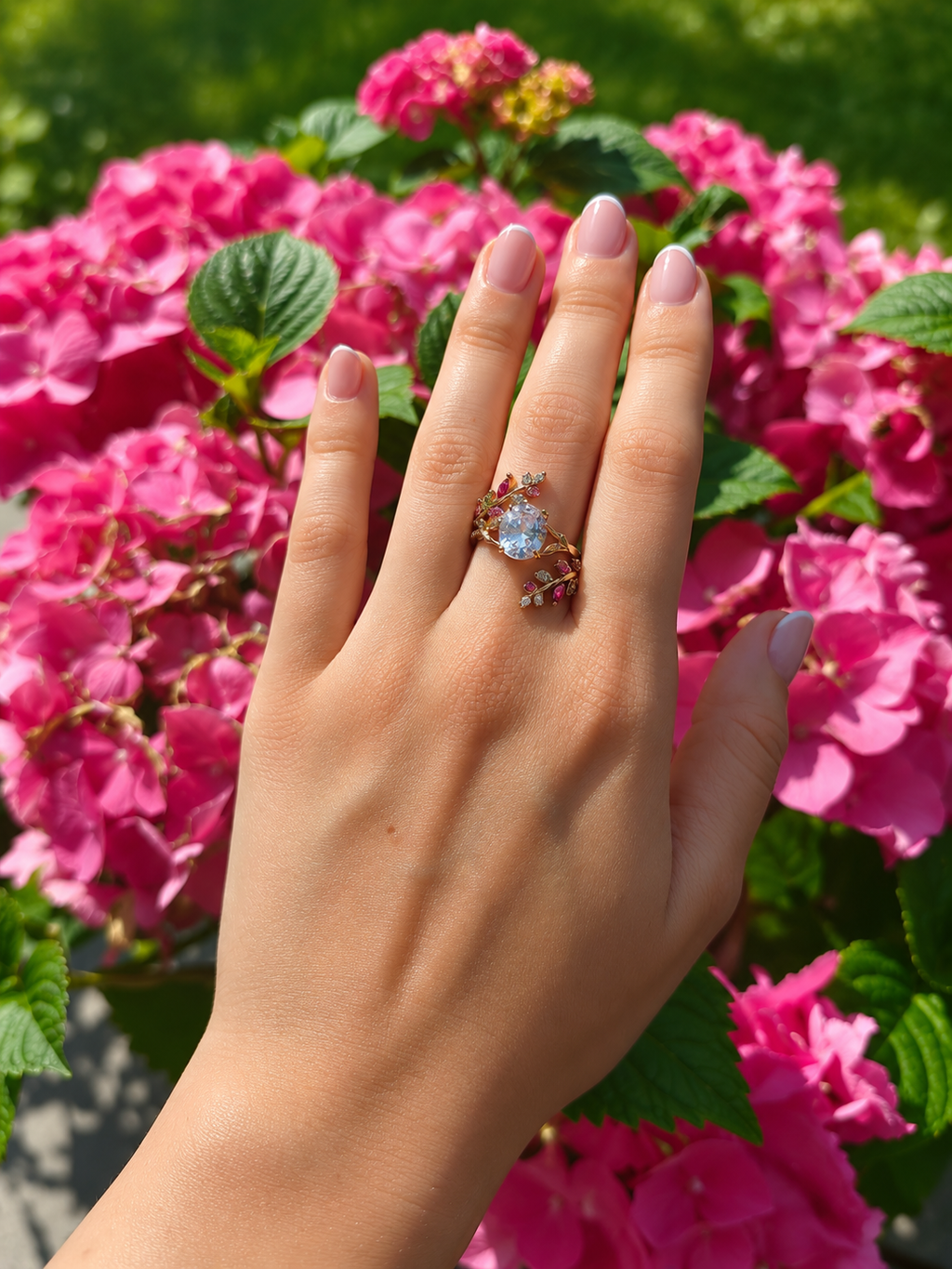 Blütentraum Rosé Ring – Zweiteiliges Set