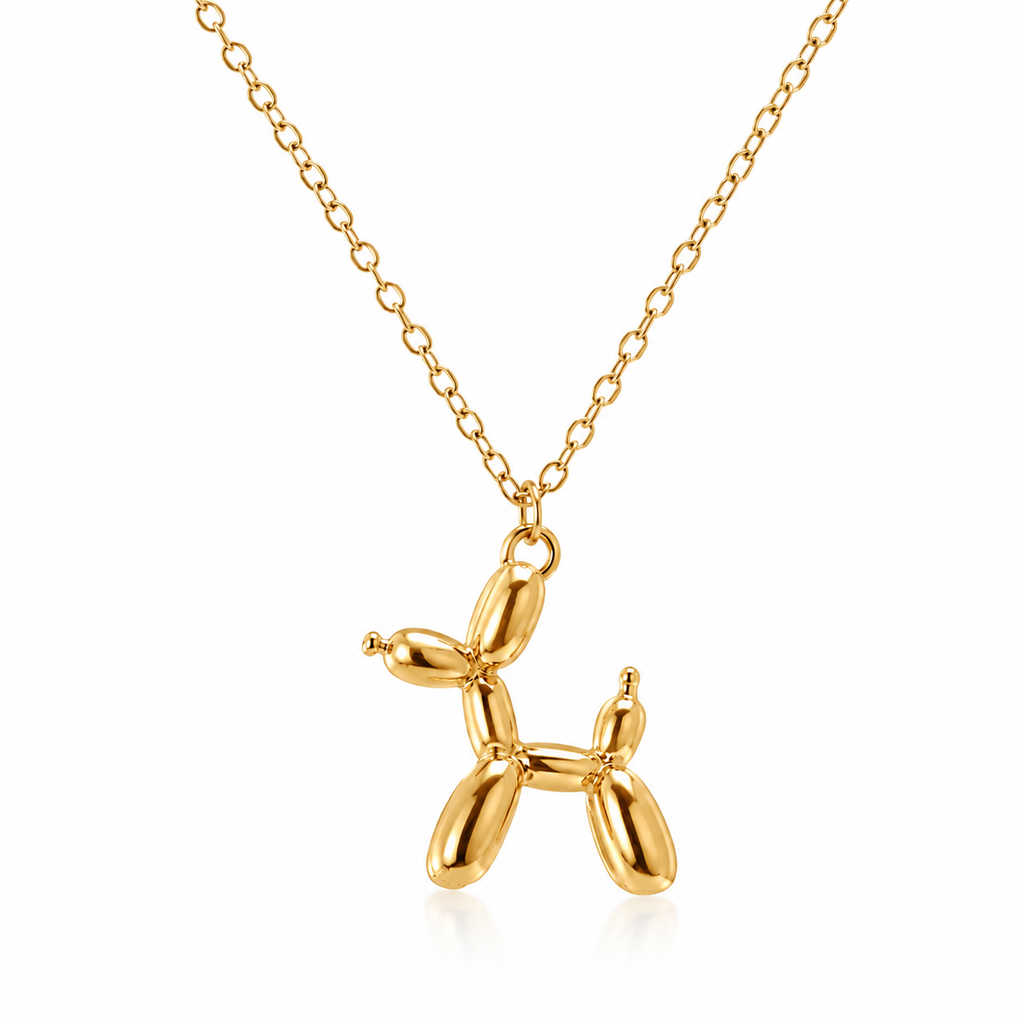 Balloon Dog Collier – Halskette mit Ballon-Hund-Anhänger in Gold und Silber