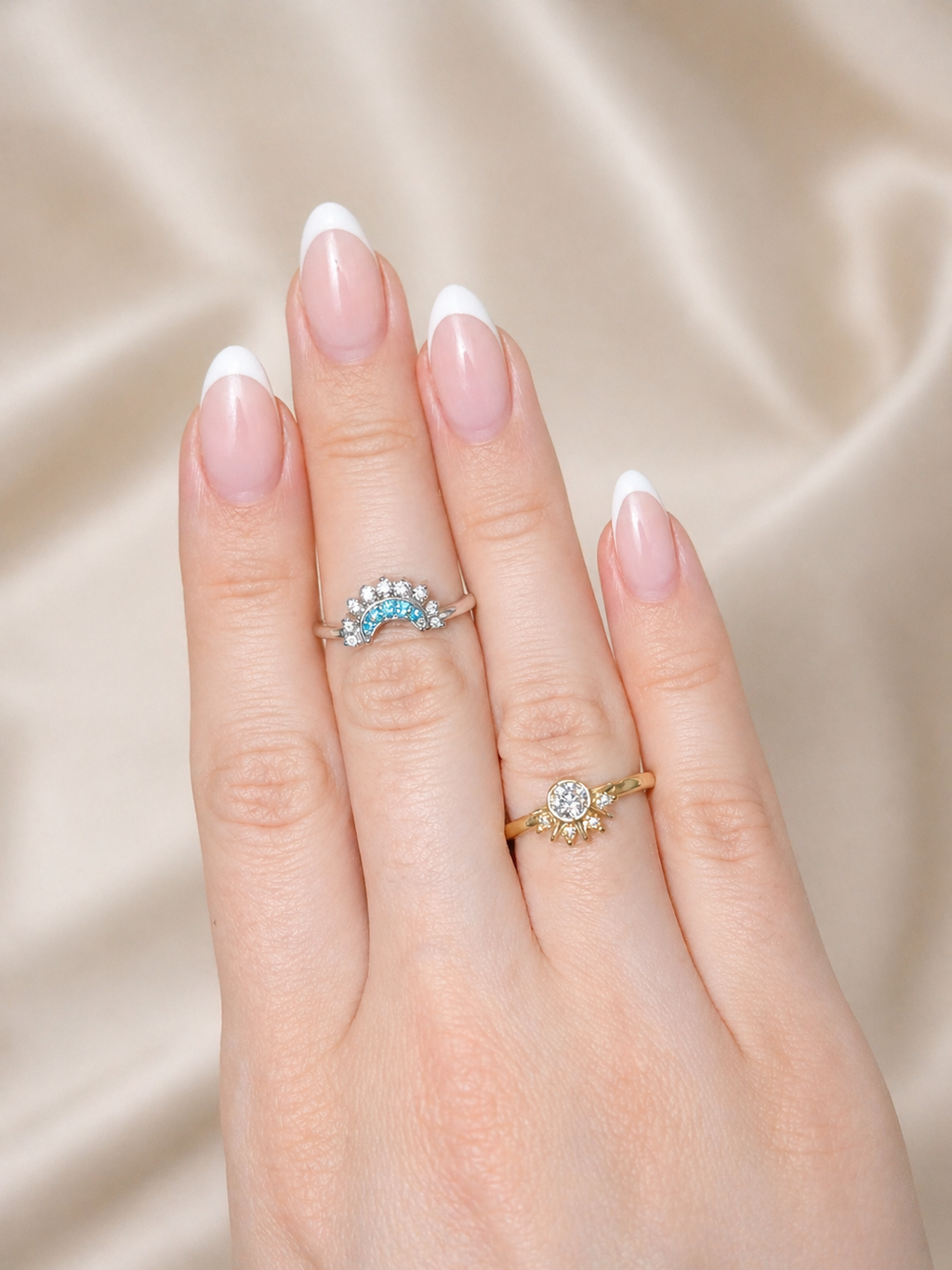 Céleste Duo – Doppelring Set - Sonne & Mond – Gold & Silber | Alextra Jewelry