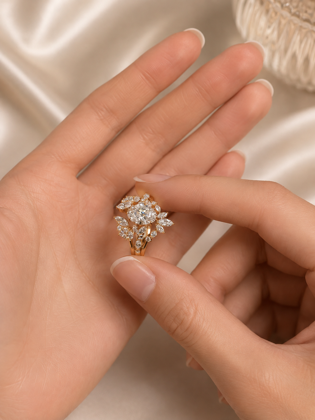 Royal Glamour Ring Set – Frontansicht an der Hand