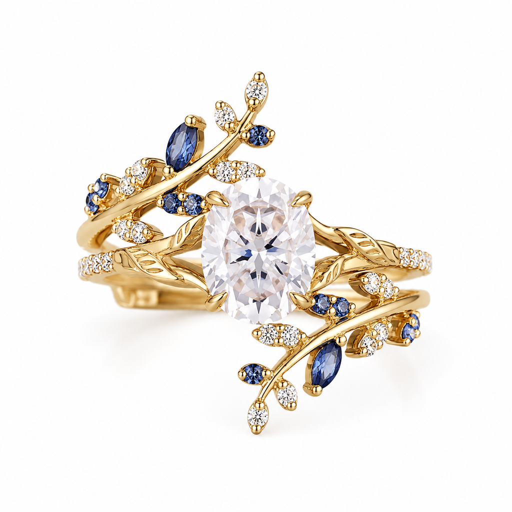 Blütentraum Kristallblau Ring – Zweiteiliges Set Produktfoto