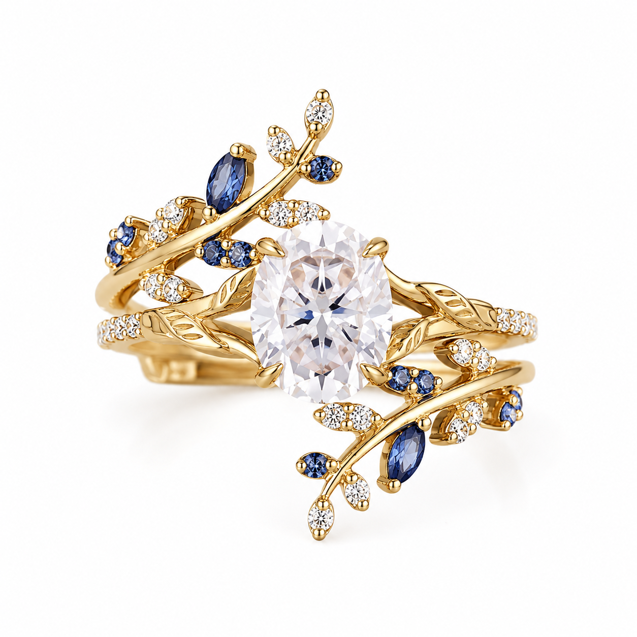 Blütentraum Kristallblau Ring – Zweiteiliges Set Produktfoto