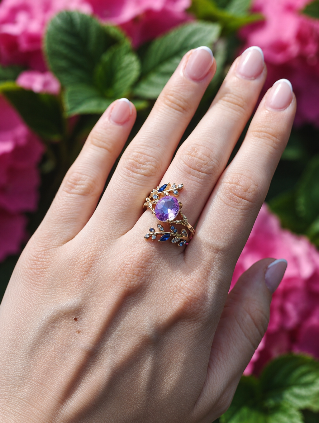 Blütentraum Amethystviolett Ring