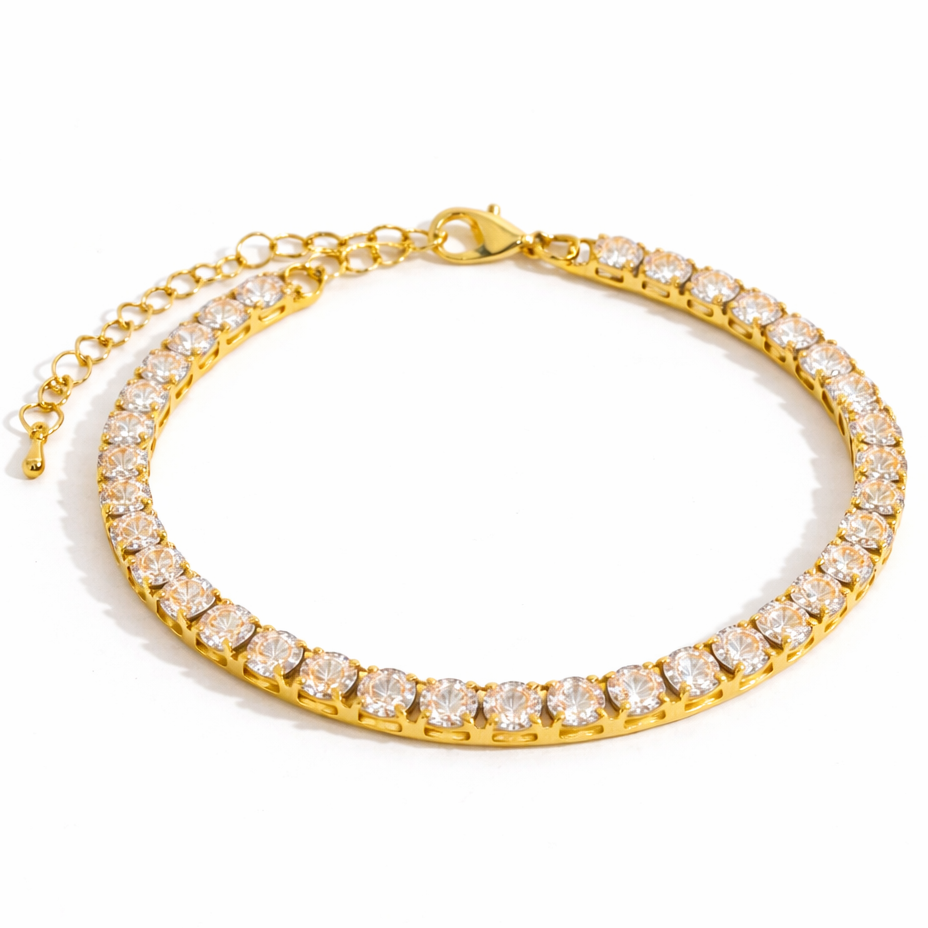 Carré Armband – Goldenes Tennisarmband mit großen Zirkonia-Kristallen