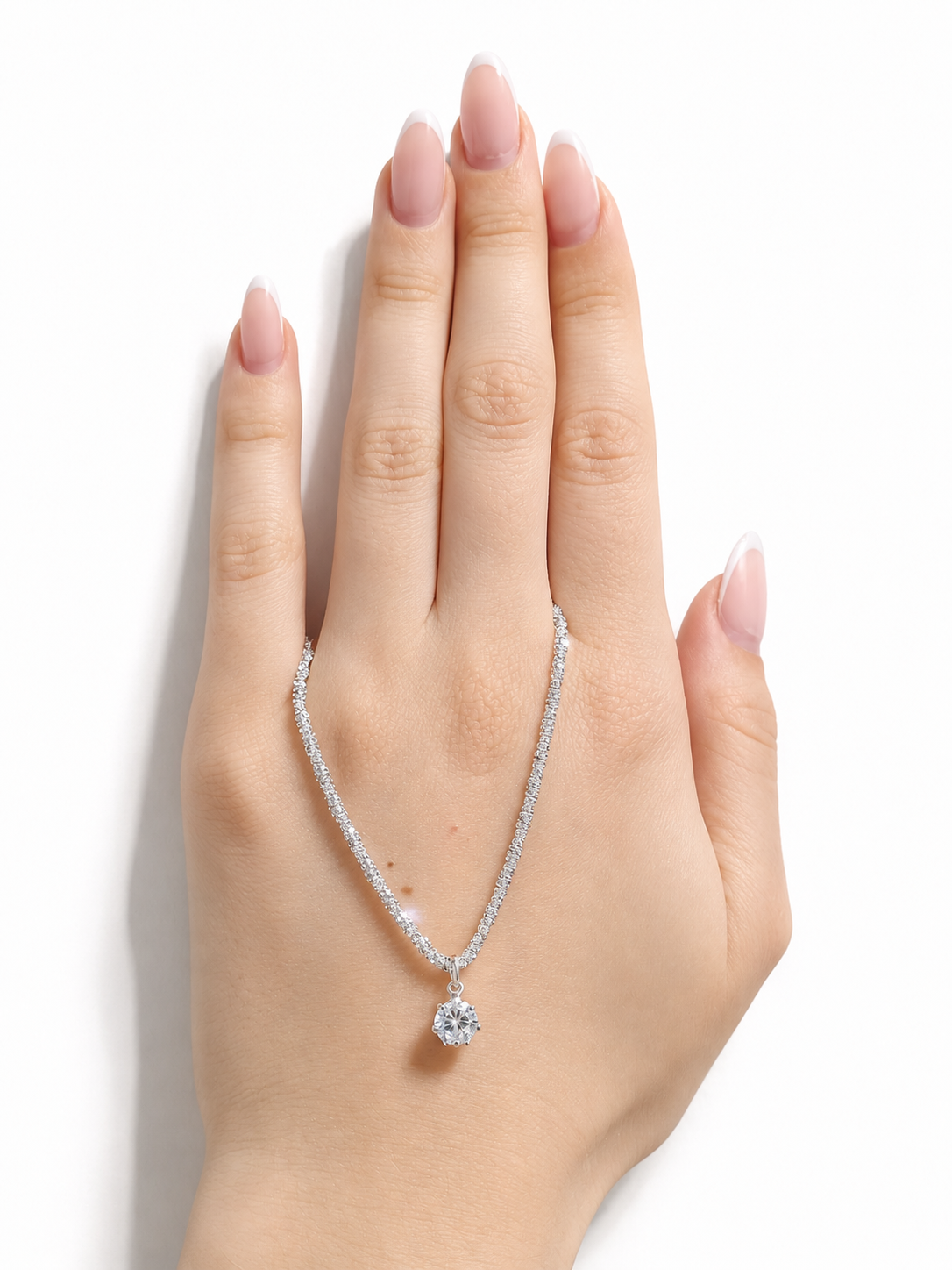 Céleste Collier Silber – Halskette mit Flechtwerk-Kette und Zirkonia-Solitär 