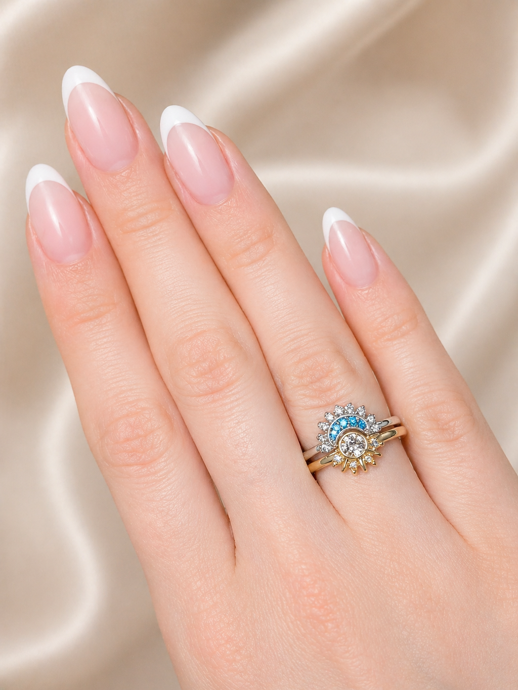 Céleste Duo – Doppelring Set - Sonne & Mond – Gold & Silber | Alextra Jewelry