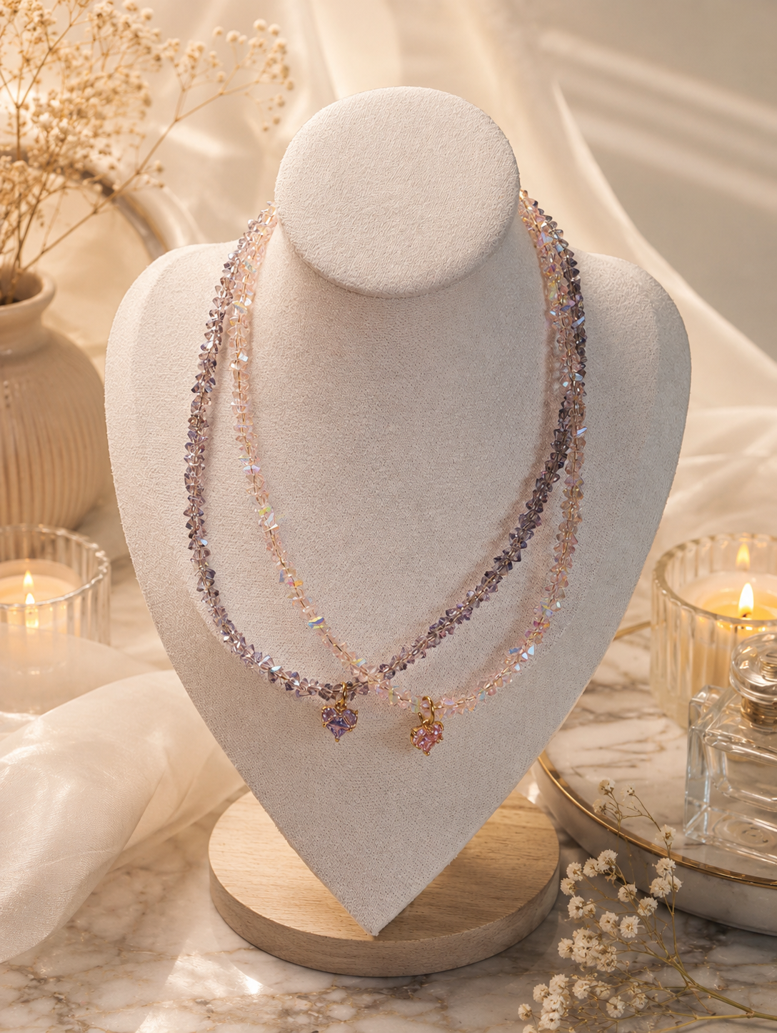 Kristall Herz Collier Set