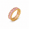 Aurore Rose Ring – Eternity Ring mit rosa Baguette-Zirkonias und 18K Goldvergoldung | Alextra Jewelry