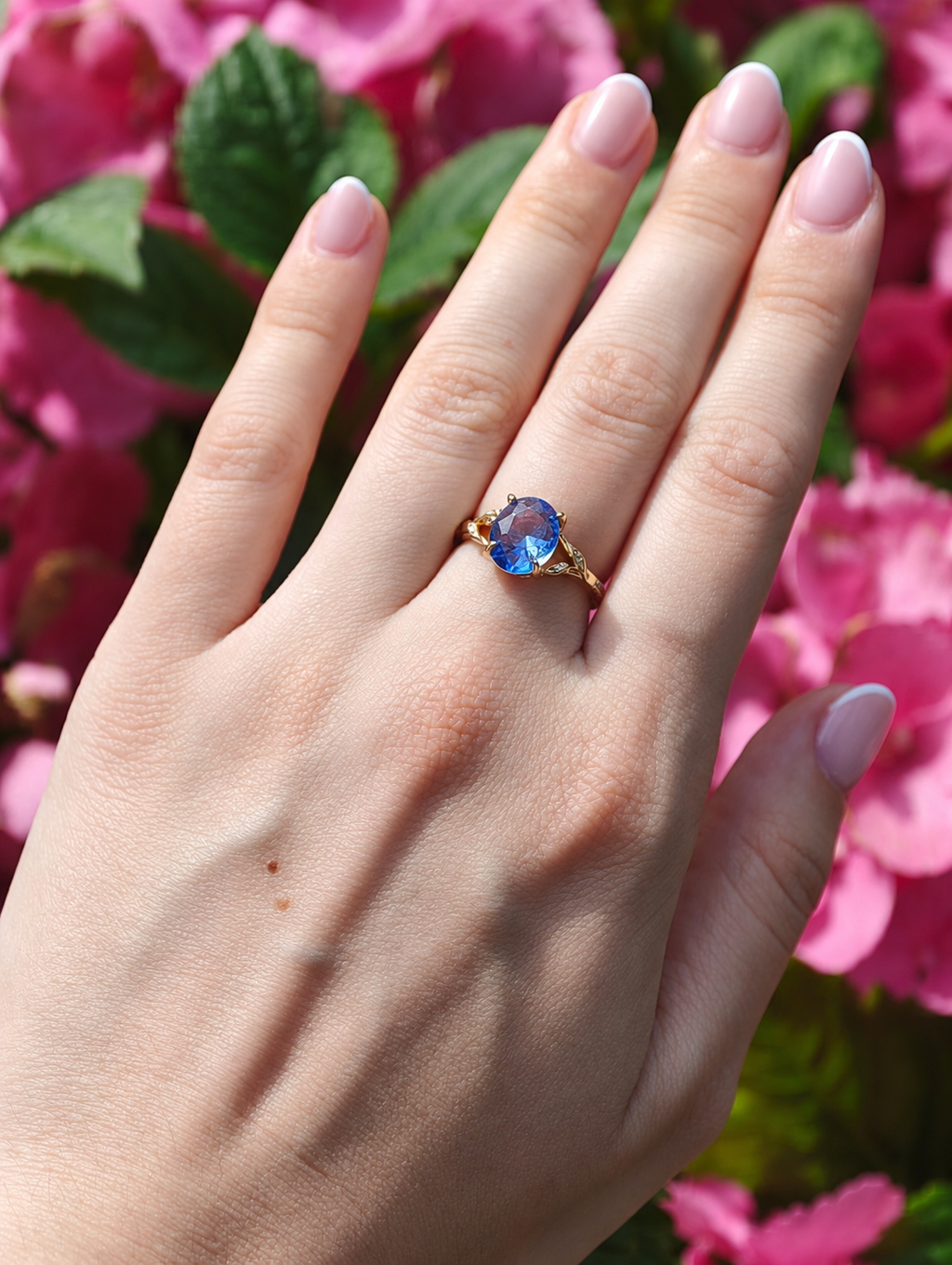 Blütentraum Saphirblau Ring 