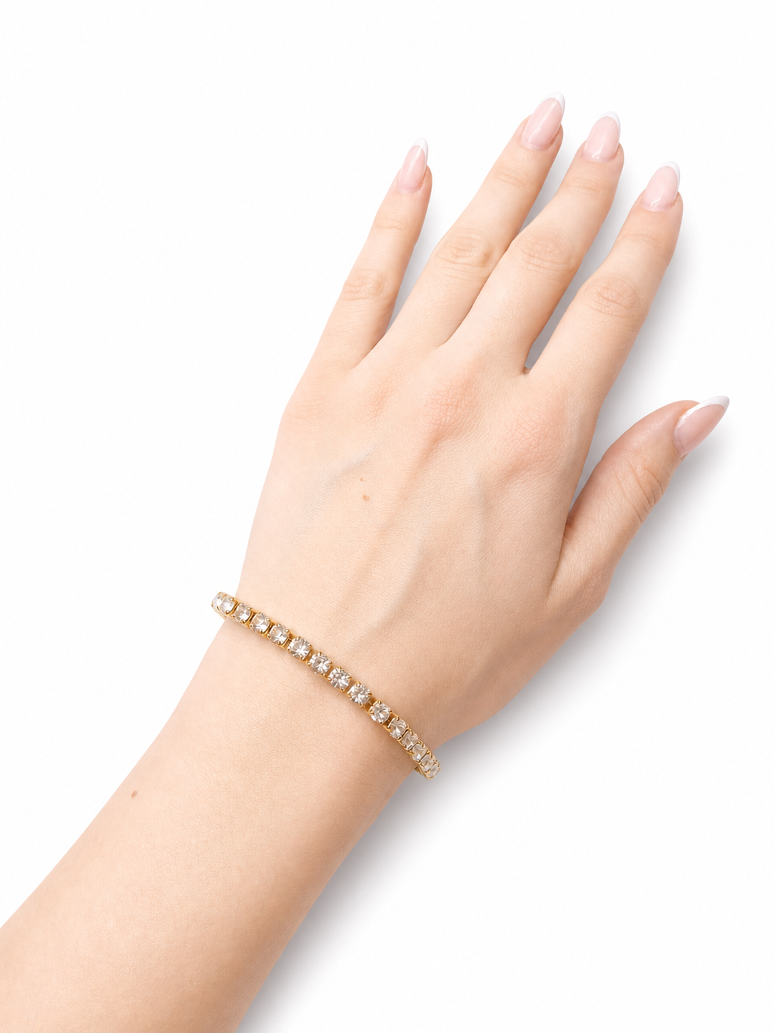 Carré Armband – Goldenes Tennisarmband mit großen Zirkonia-Kristallen