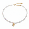 Feenmärchen Choker – handgefertigter Kristall-Choker mit goldenem Feen-Anhänger und Zirkonia-Flügeln, Alextra Boutique Studio
