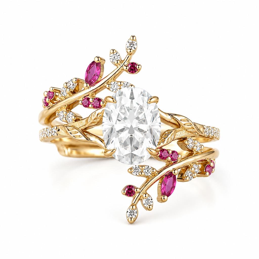 Blütentraum Rosé Ring – Zweiteiliges Set Produktfoto