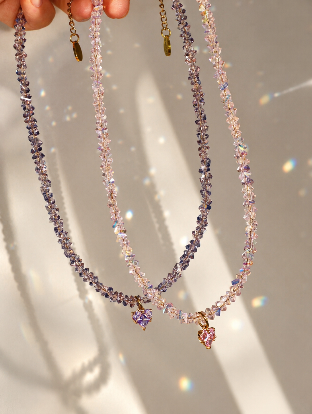 Kristall Herz Collier Set