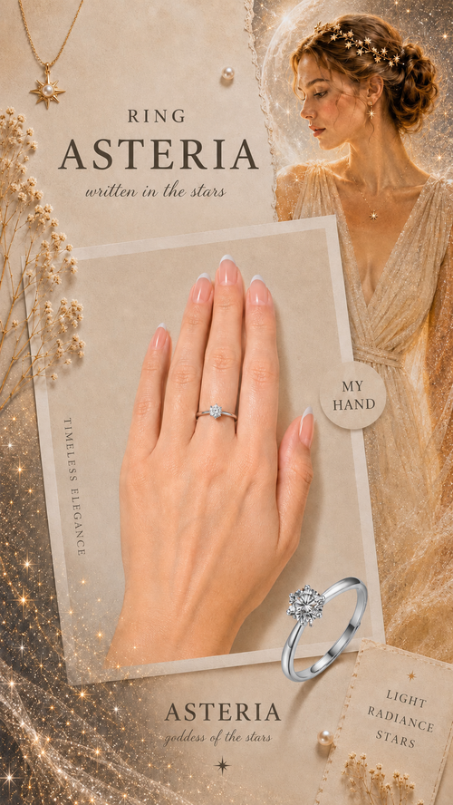 Asteria Ring – Klassischer Zirkonia-Solitär mit Sechskrallen auf glatter Ringschiene, Edelstahl mit Platinbeschichtung