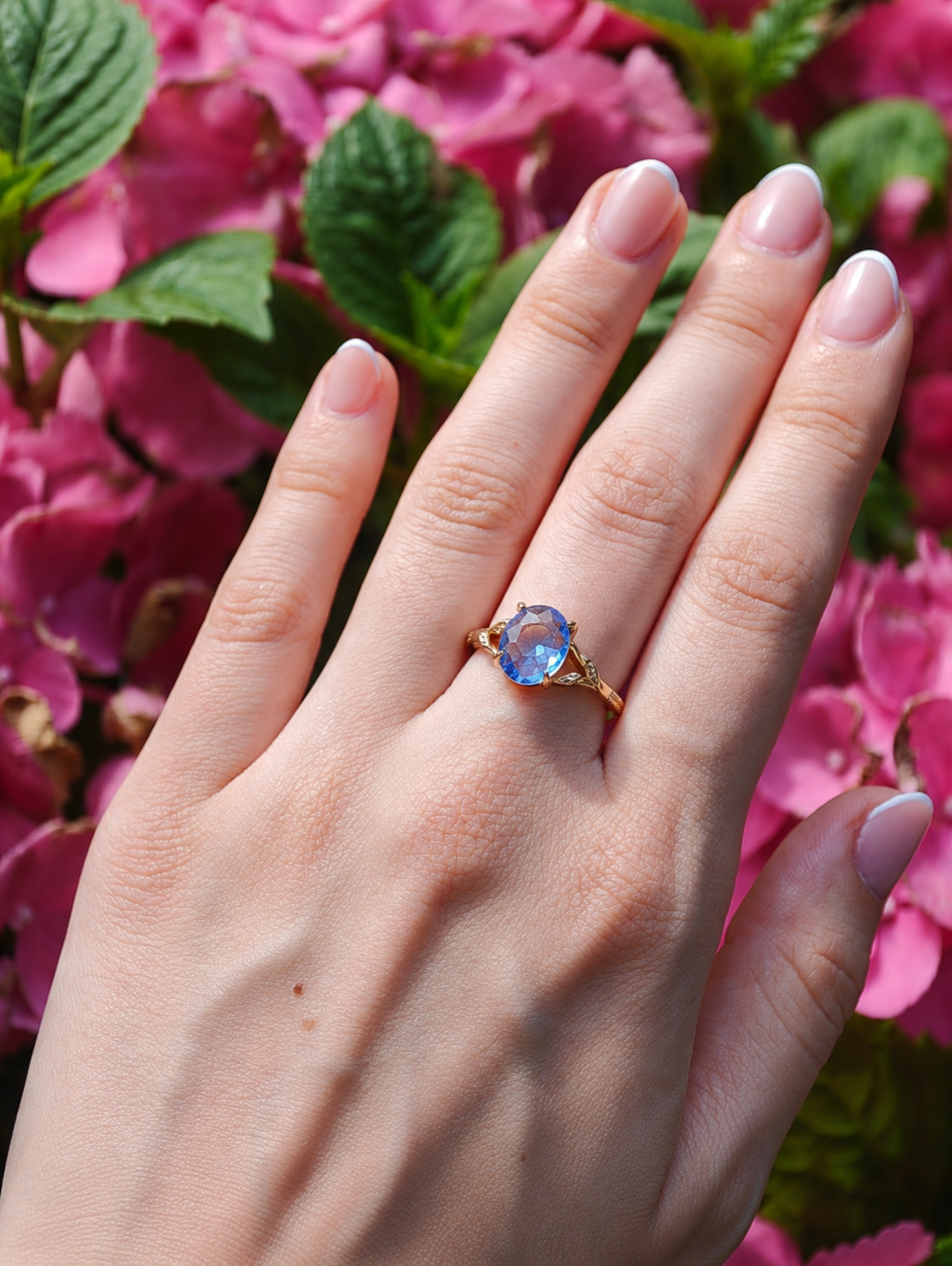 Blütentraum Saphirblau Ring 